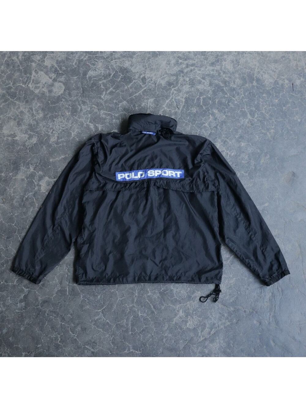 Vintage 1990s Polo Sport Windbreaker Black Hooded Jacket